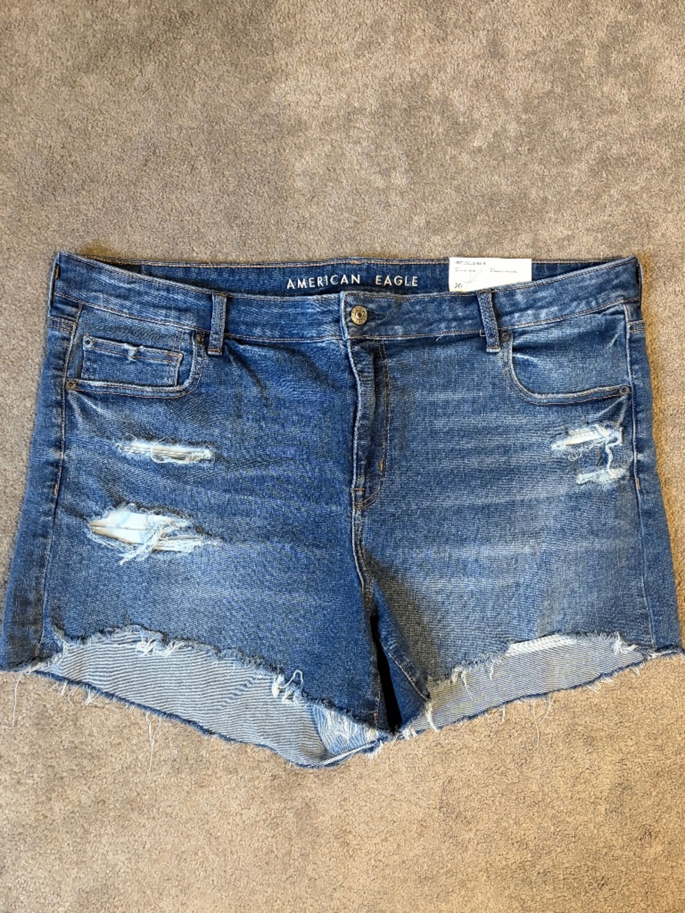 American Eagle Next Level Ripped Low-Rise Denim Midi Short